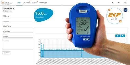 The DiaSpect POC hemoglobin analyzer now powered by EKF Link digital connectivity solution